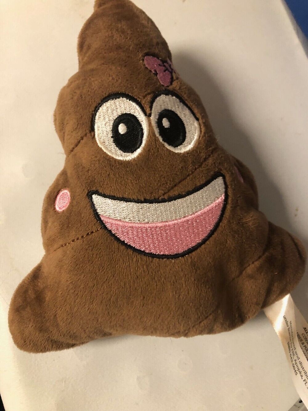 Ms. Poop Emoji With Pink Bow Smiling 7” Plush - Collectible Fun Poomoji
